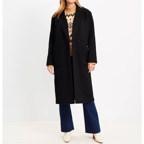 ANN TAYLOR LOFT $210 Doubleface Modern peacoat women's medium - Picture 1 of 3